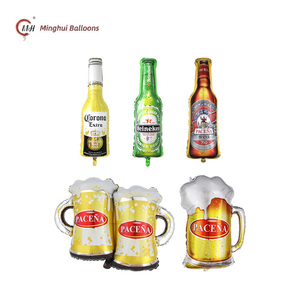Ballons en <span class=keywords><strong>aluminium</strong></span> en forme de bouteille de bière et de chopes à bière, ensemble Corona <span class=keywords><strong>Heineken</strong></span> PACENA, ballons en Mylar pour anniversaire d'homme, enterrement de vie de garçon - Product Image 1