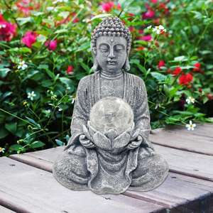 BSCI fabbrica di meditazione statua di <span class=keywords><strong>Buddha</strong></span> con luce solare <span class=keywords><strong>giardino</strong></span> <span class=keywords><strong>Buddha</strong></span> con incrinato palla di vetro - Product Image 6