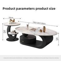 Table basse ovale en pierre avec espace de rangement, durable, écologique, design moderne, meubles de salon pour petites maisons
