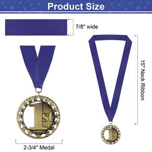 Médailles personnalisées découpées en 3D - Or Argent Bronze Bleu Rouge Blanc 1er 2ème 3ème place Logo Métal Rubans de cou Souvenir - Product Image 6