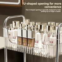Chariot roulant transparent en plastique PP, design détachable et ouverture en U, organisateur de salle de bain à accès facile