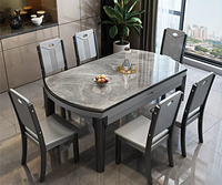 Ensemble table et chaises en pierre frittée et bois massif, design écologique et imperméable pour cuisine moderne et appartement