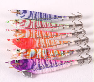 Esca Artificiale per Calamari EGI con Filo d'Acciaio, Gamberetto in Legno, Amo per Calamari, Esca per <span class=keywords><strong>Pesca</strong></span> in Mare di <span class=keywords><strong>Seppie</strong></span> e Polpi - Product Image 1