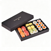 Caja de Sushi para Llevar con Tapa y Base Rígidas, Estilo Navideño Personalizado, Empaque de Papel Biodegradable Festivo de Lujo para Restaurantes Navideños