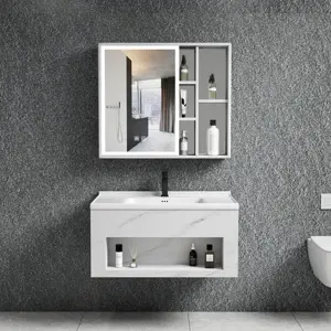 Duvara monte aynalı banyo vanity dolapları modern el lavabo