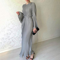 Robe Maxi à lacets à volants pour femmes automne à manches longues pansement mode taille haute élégante robe plissée de fête