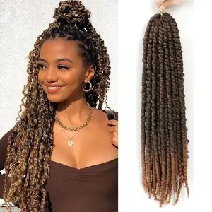 Pre-twisted Passion Twist Crochet Hair Braiding Extension 8 Inches / 24 Inches Synthetic Braids for Afro Women