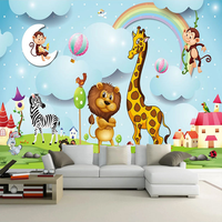 Papier peint photo 3D pour chambre d'enfant, motif lion et girafe, pour garçons et filles, peinture murale personnalisée pour chambre d'enfant