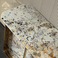 Console de luxe haut de gamme en marbre et acier inoxydable, italien or, console moderne haut de gamme pour table et tiroirs de salon