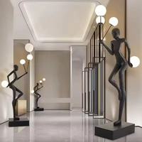 Lampadaire Sculpture Moderne Figure Abstraite Lampe LED Artistique Humanoïde de Luxe en Résine de Fibre de Verre pour Décoration d'Hôtel, de Salon et de Maison