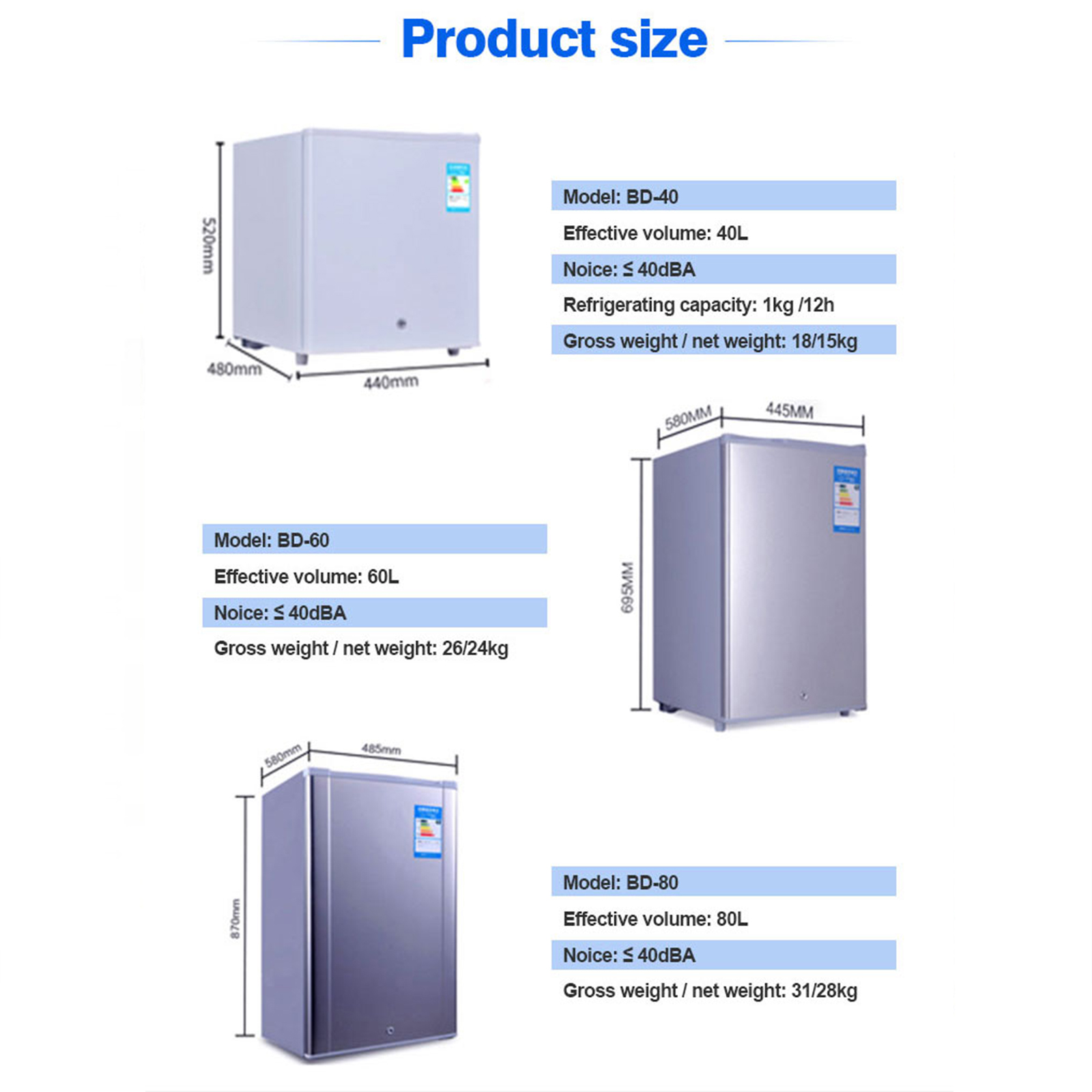 60L Upright home use single door freezer one door fridge BD-60