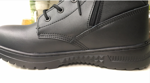 Botas Tácticas Negras HBP12-4 con Cremallera Lateral, Cuero Genuino, Tela de Nailon, Antideslizantes, con Costuras en Toda la Superficie y Protección en la Puntera - Product Image 2