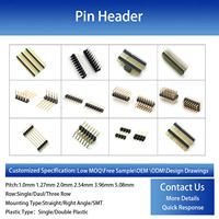Header Male SMT 1.27mm 2.54mm 2-40 pin, Header Pin Male 2x40p Sudut Kanan, 2x10pin Dua Baris, Konektor Header 40 Pin