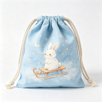 Sac de rangement épais en toile naturelle non blanchie avec cordon de serrage, motif dessin animé, recyclable, lavable, pour chaussures et vêtements, idéal pour les voyages