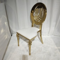 Chaises dinantes de luxe empilables d'or d'acier inoxydable pour des chaises de mariage de banquet d'hôtel d'événement