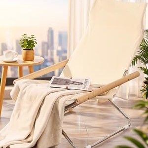 <b>Folding</b> Camping Chair Metal Frame Wooden Armrests Outdoor Lounge Chair For Fishing And Camping - Product Image 2