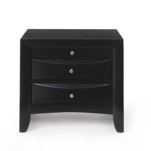 Black 2-<b>Drawer</b> Nightstand With Tray Modern Bedroom <b>Storage</b> <b>Drawer</b> Unit - Product Image 5