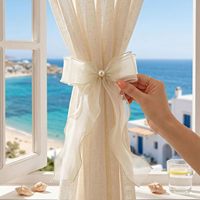 Attaches de rideaux en organza transparent ivoire crème à nœud uni, lot de 6, en ruban de gaze douce, nœuds décoratifs pour fenêtres