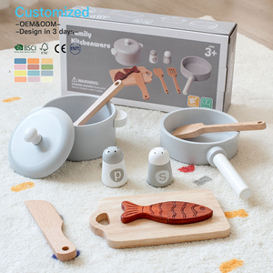 EDULAND OEM ODM Jouet de <span class=keywords><strong>cuisine</strong></span> en bois Montessori de <span class=keywords><strong>simulation</strong></span>, ensemble de <span class=keywords><strong>cuisine</strong></span> éducatif amusant pour enfants, ustensiles de cuisson pour l'école maternelle - Product Image 3