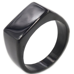 Anillos de banda abombados de acero inoxidable negro con oro de 18K, acabado pulido brillante y mate tipo espejo, para hombre, estilo vintage plateado punk, al por mayor - Product Image 3