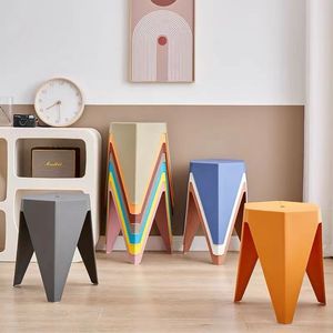 Nordic Style Plastic <b>Stool</b> Stackable Modern Design For Home Living Room Furniture ABS Material Square <b>Stool</b> 2 - Product Image 4
