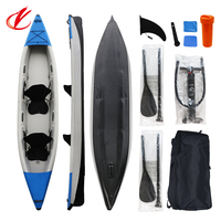 Kayak à point de chute Bateau gonflable pour 2 personnes Bateau de pêche Bateau à rames Canoë-kayak Kayak gonflable