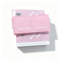 Tampons pré-imprégnés d'alcool à 70 %, boîte rose, tampons pré-imprégnés d'alcool rose 6*3mm 2 plis