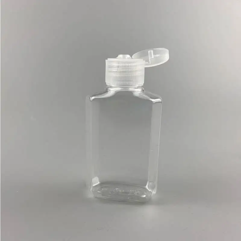 2oz Antibacterial Alcohol Gel Hand Sanitizer Bottle 60 Ml Transparent Pet Plastic Flip Top Bottle