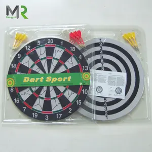 12/15/17Inch Black Double Sides Dart Board Set Paper Flocking Classic Dartboards With 6pcs Metal Darts For Indoor Party Game