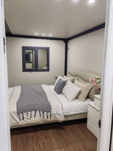 Panel de sándwich a prueba de huracanes, casa contenedora expandible de fachada de vidrio portátil personalizada de 20 pies con 2 dormitorios, 1 baño - Product Image 3