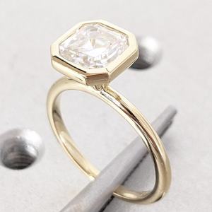 Gia Igi certificata CVD HPHT Lab diamante coltivato 14K/18K oro massiccio anello di fidanzamento con taglio Asscher per donna stile unico - Product Image 2