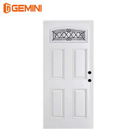 Puerta de Seguridad de Acero de Estilo Americano Moderno para Exterior e Interior con Diseño de 6 Paneles en Forma de Arco y Núcleo Hueco con Acabado Superficial