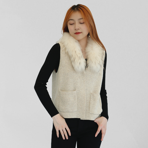 <span class=keywords><strong>Gilet</strong></span> en <span class=keywords><strong>laine</strong></span> pour <span class=keywords><strong>femme</strong></span> Tyan, très vendu, de haute qualité, luxueux, avec grand col en vraie fourrure de raton laveur, élégant, long, en <span class=keywords><strong>laine</strong></span>. - Product Image 1
