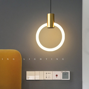 Acrylic LED Single-Head Decorative Pendant Light Brass Material for Bedroom <b>Bedside</b> Living Room Coffee <b>Table</b> Bar Application - Product Image 6