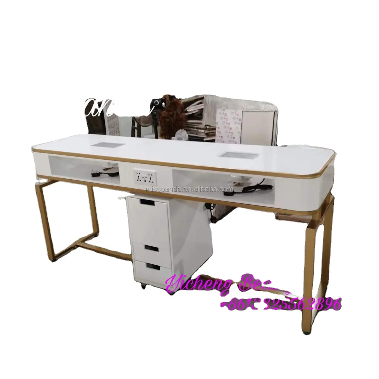 Table de travail pour les ongles, meuble de Salon, Spa, Double manucure, avec pierre de Quartz, nouveau style, offre spéciale