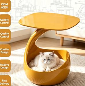 Mesa Auxiliar con Forma de Cueva para Gatos, Acabado Brillante - Product Image 1