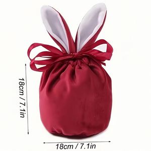 <b>Personalised</b> Bunny Ear <b>Bag</b> with Name, Custom Velvet Easter <b>Gift</b> <b>Bag</b>, Party Favour, Reusable Cute Tote Pouch - Product Image 5