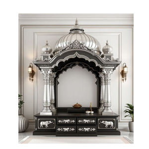 Raj Mahal Traditional Teakwood Hand Carved Temple Detachable Gopuram for South Indian Pooja Room Professional Customizable Size - Product Image 1