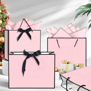 Bolsas de Regalo de Papel Rosa con Logotipo Personalizado para Ropa, Bolsas de Compra Biodegradables con Logotipo Personalizado para Empaque - Product Image 3