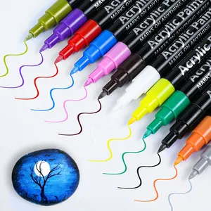 Hochwertige dauerhafte Markierungen Stift 24 Farben Stoff Stift Kunstzubehör Textilläder für Malerei Graffiti-Design