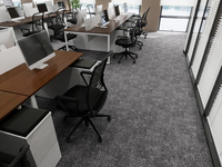 Dalles de moquette de bureau haut de gamme commerciales, à boucles, modulaires, grises, avec une texture ondulée subtile, durables, résistantes à l'eau