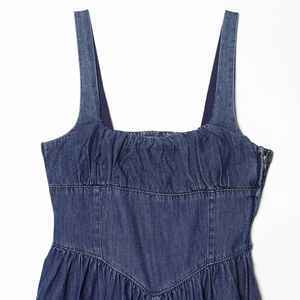 SHENZHU Vestido Midi Vaquero Sin Espalda para Mujer, Nueva Moda Verano 2026, Estilo <span class=keywords><strong>Vintage</strong></span> Casual Sin Mangas, <span class=keywords><strong>Vestidos</strong></span> de Mujer - Product Image 3