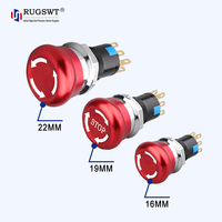 Bouton poussoir d'arrêt d'urgence universel AC/DC étanche IP55 de 16 mm avec verrouillage pour l'automatisation industrielle et les équipements