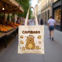 Capibara Canvas-Tragetasche 32x36cm mit Bonbonmuster, Modisches Design, Einkaufstasche für Damen