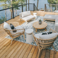 Ensemble de canapés en rotin PE creux imperméable Nordic Wave, structure interne en bois de frêne massif et aluminium, anti-UV, pour extérieur, une ou deux places