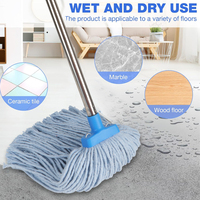Serpillère en coton robuste en acier MSJ Wholesale avec manche universel, nettoyage facile, haute durabilité, pour le nettoyage des sols domestiques