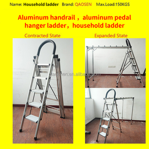 Cầu thang xếp bằng nhôm trắng công nghiệp & bậc sắt, tải trọng 150kg, dùng cho ngoài trời, nhà ở & kho hàng - Product Image 4