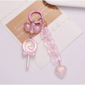 Nouveau porte-clés pendentif sucette en acrylique pailleté, coloré, avec anneau de fixation, accessoire en forme de cœur, décoration pour coque d'écouteurs - Product Image 2