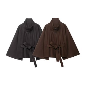 SHENZHU Abrigo de Mujer 2025, Nuevo Estilo de Moda, Cinturón Decorado con Tela de Lana, Chaqueta Vintage de Manga Larga, Sobrecamisa Chic - Product Image 1