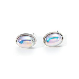 ต่างหูแฟชั่นทรงรี สแตนเลส 316L ชุบทอง PVD ทนทาน เป็นมิตรต่อสิ่งแวดล้อม - Product Image 1